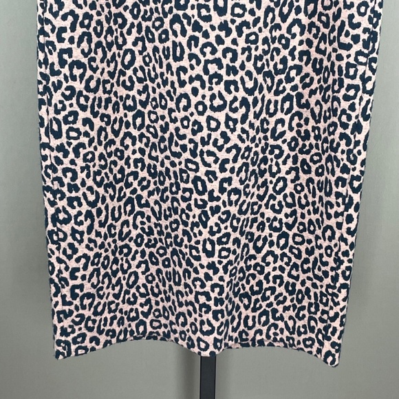 NEW Ann Taylor Skirt Womens Large pink blue leopard pencil midi preppy classic - Picture 3 of 9